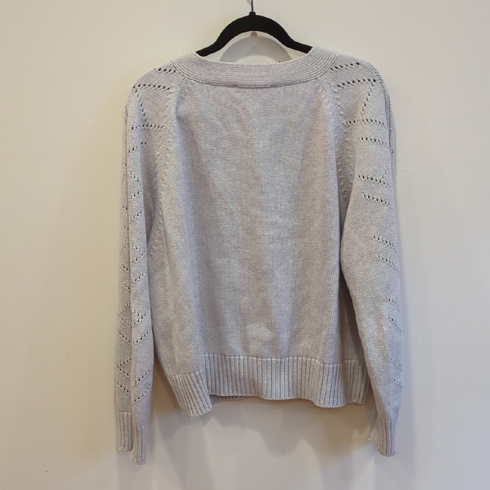 WVN Organic Cotton Hudson Cardigan Light Gray Blue Purple Large Minimalism Basic - Picture 8 of 10